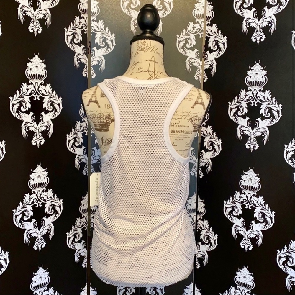 🍀 NWT! Cute White Mesh Tank! - Picture 3 of 5